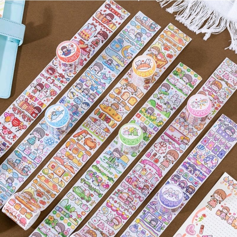 Washi tape 4.5x35cm, băng keo dán họa tiết cô gái dễ thương trang trí DIY trang trí sổ tay, làm tranh washi