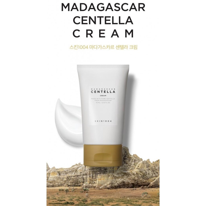 Combo 2 SP Giảm Mụn, Cấp Ẩm Chuyên Sâu Chiết Xuất Rau Má Skin1004 Madagascar Centella(Kem Cream 75ml + Kem Chống Nắg 50