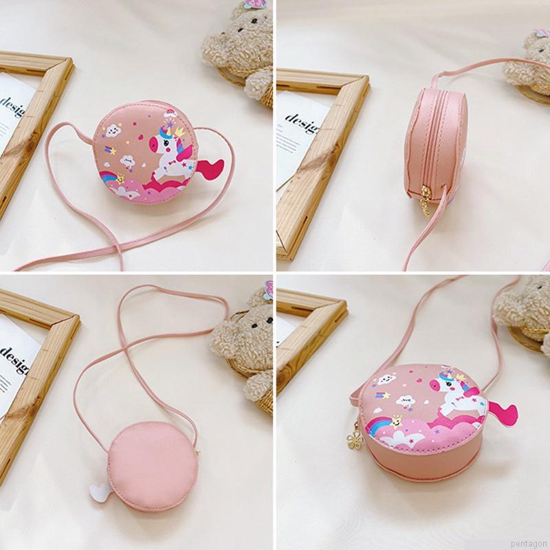 Túi đeo chéo mini bằng da PU in họa tiết hoạt hình đáng yêu cho bé gái