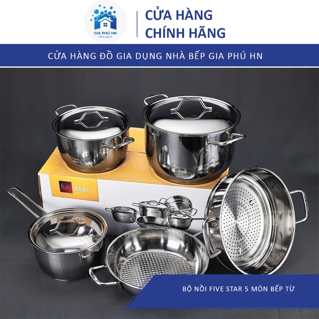 Bộ Nồi 5 Món Dùng Cho Bếp Từ GIÁ TỔNG KHO Bộ Nồi Five Star 5 Món Bếp Từ, Hãng Chính hãng, Bảo hành 5 Năm