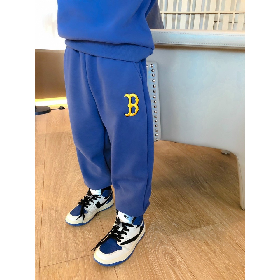 Bộ dài tay thu đông bé trai bé gái - Set bộ MLB gấu xù nổi cho bé trai bé gái size 90-150