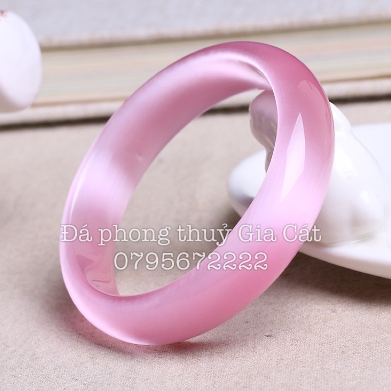 Vòng tay đá mắt mèo hồng Đá phong thuỷ Gia Cát