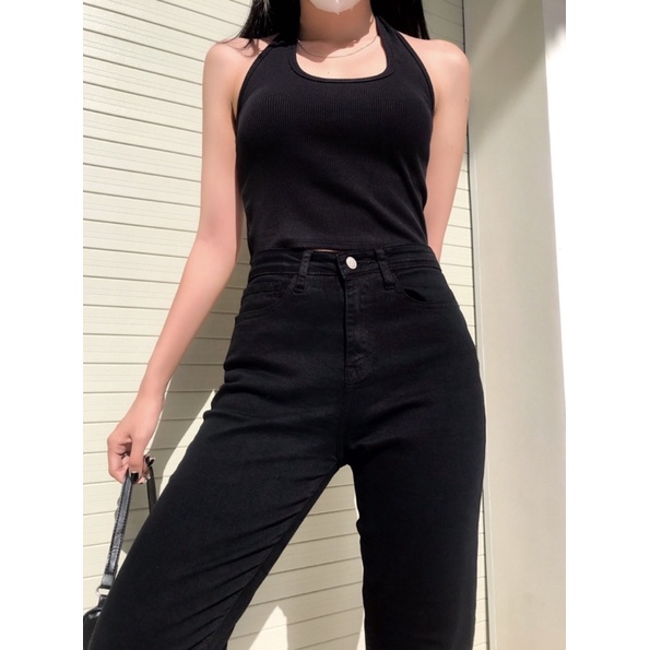 Quần jean nữ baggy xám khói Zara lưng cao chất jean co giãn siêu thoải mái mềm mịn phom 9 tấc trẻ trung
