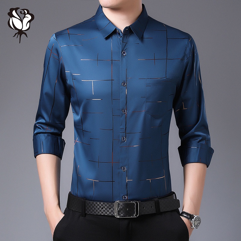Vận chuyển nhanh Áo sơ mi nam dài tay Áo sơ mi dài tay công sở thông thường