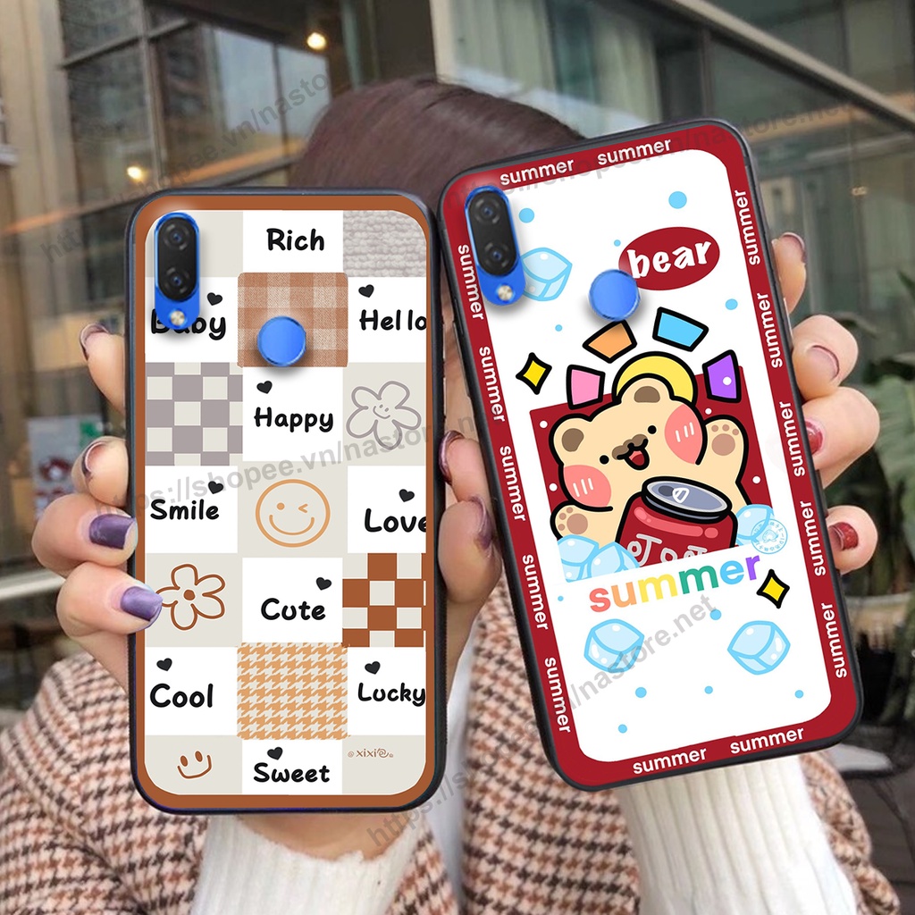 Ốp lưng Huawei Nova 3 / Nova 3E / Nova 3i trái tim hình gấu cute cá tính, giá rẻ, cực bền