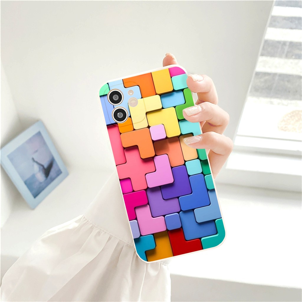 Ốp lưng iphone vuông cạnh ốp iPhone Thời Trang 3D Nhiều Khối Màu Sắc 6plus/6s/7plus/8plus/x/xr/xs/11/12/pro/max E101