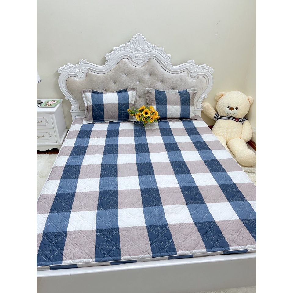 [Xả rẻ vô địch] Bộ 3 món ga gối poly chun trần bông cao cấp siêu êm siêu ấm - KT: m6, m8