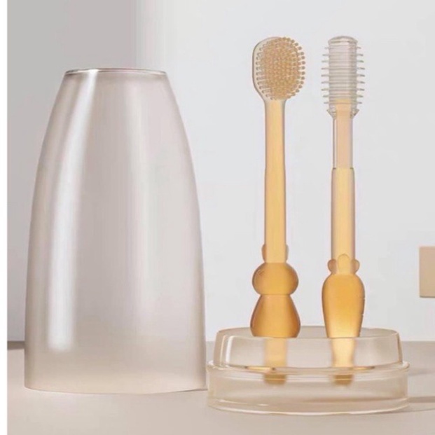 Sét Đánh Rơ Lưỡi Cho Bé Bàn Chải Silicon Cho Bé 0-18 Tháng