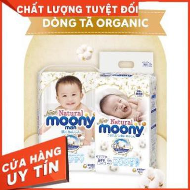 Tã Bỉm MOONY NATURAL TỪ BÔNG HỮU CƠ Nội Địa Nhật dán/quần NB63/S58/M48/L36 -GoldBaby