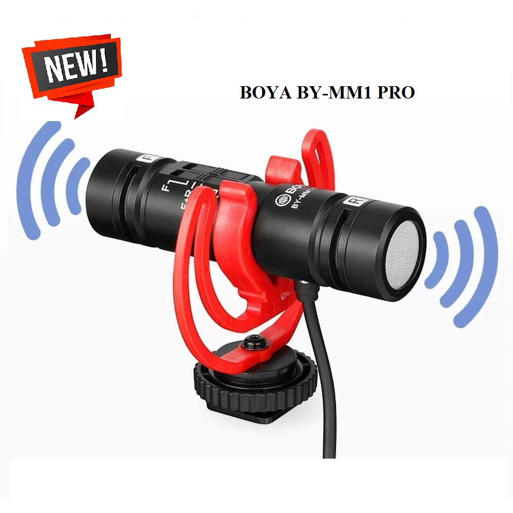 BOYA BY-MM1 PRO - Hàng Chính Hãng - Micro Shotgun 2 đầu thu âm cổng 3.5mm dành cho Smartphone/DSLRs/PC