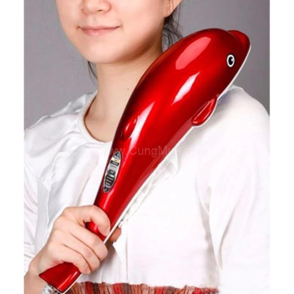 ( LOẠI LỚN ) Máy Massage Cá Heo Cầm Tay Lớn Ba Đầu,Rung Hồng Ngoại Bụng , Cơ , Lưng , Cổ Tử Cung Giảm Đau Thư Giãn