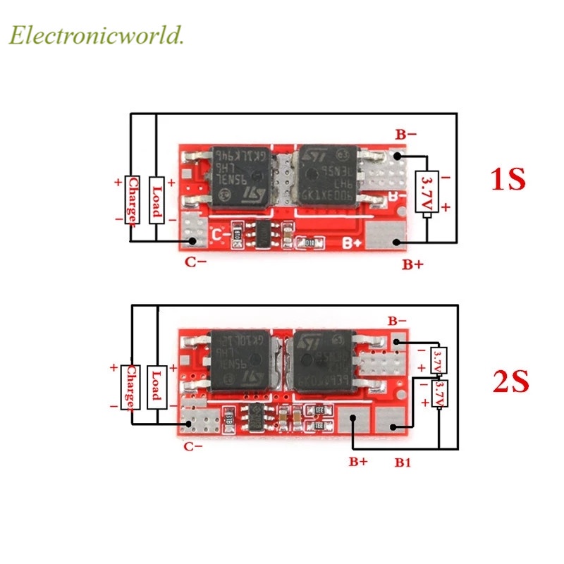 Bảng Mạch Sạc Pin Lithium 10a 1s 2s 4.2v Pcb Pcm Bms 18650 Li-Ion Lipo 1s 2s Bms