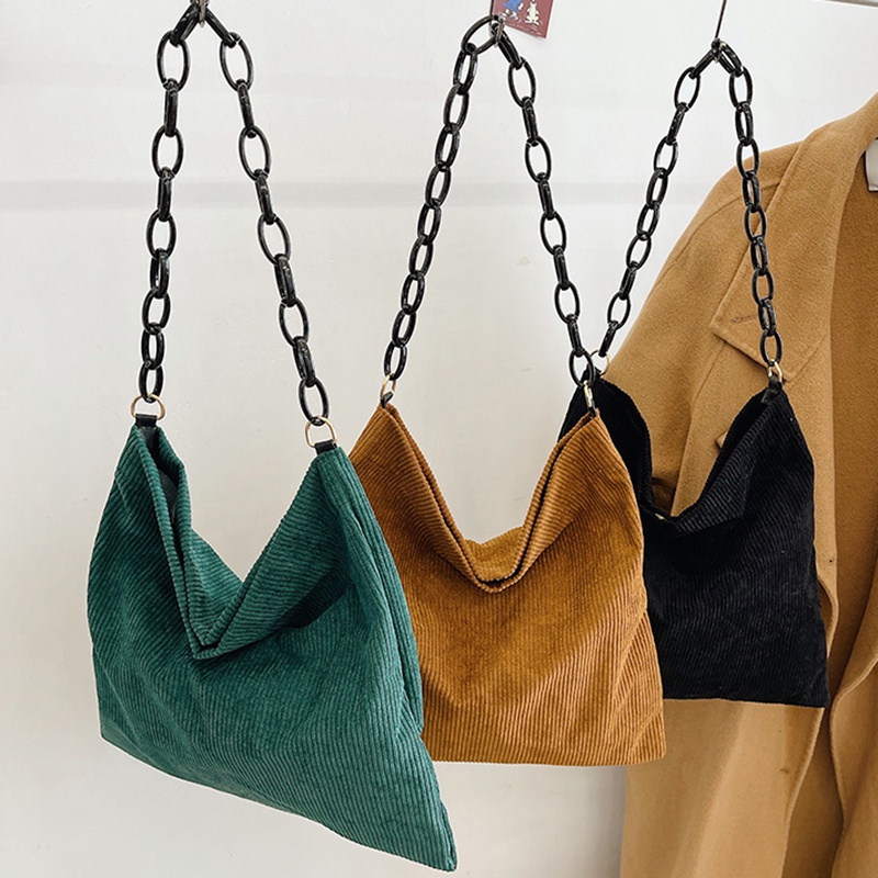 Túi đeo vai bằng vải nhung thiết kế đơn giản thời trang