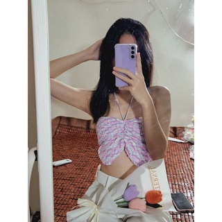 Áo len móc croptop crochet handmade màu sắc ngọt ngào hình thật