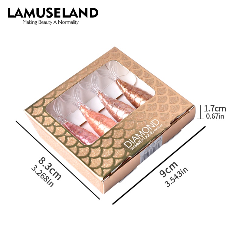 Bộ phấn mắt LAMUSELAND dạng lỏng ánh kim tuyến không thấm nước lâu trôi quyến rũ 1.5g x 4 màu