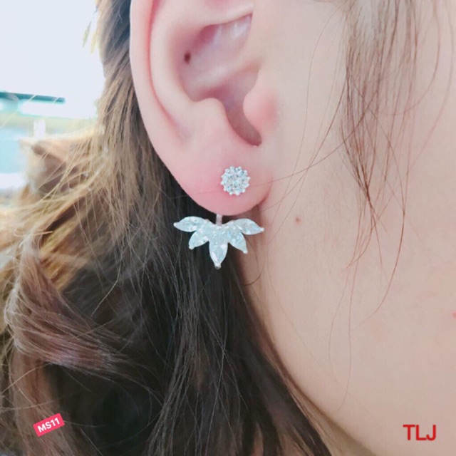 Bông tai nữ hoa xòe sang trọng ,sáng đẹp - THJ SLIVER