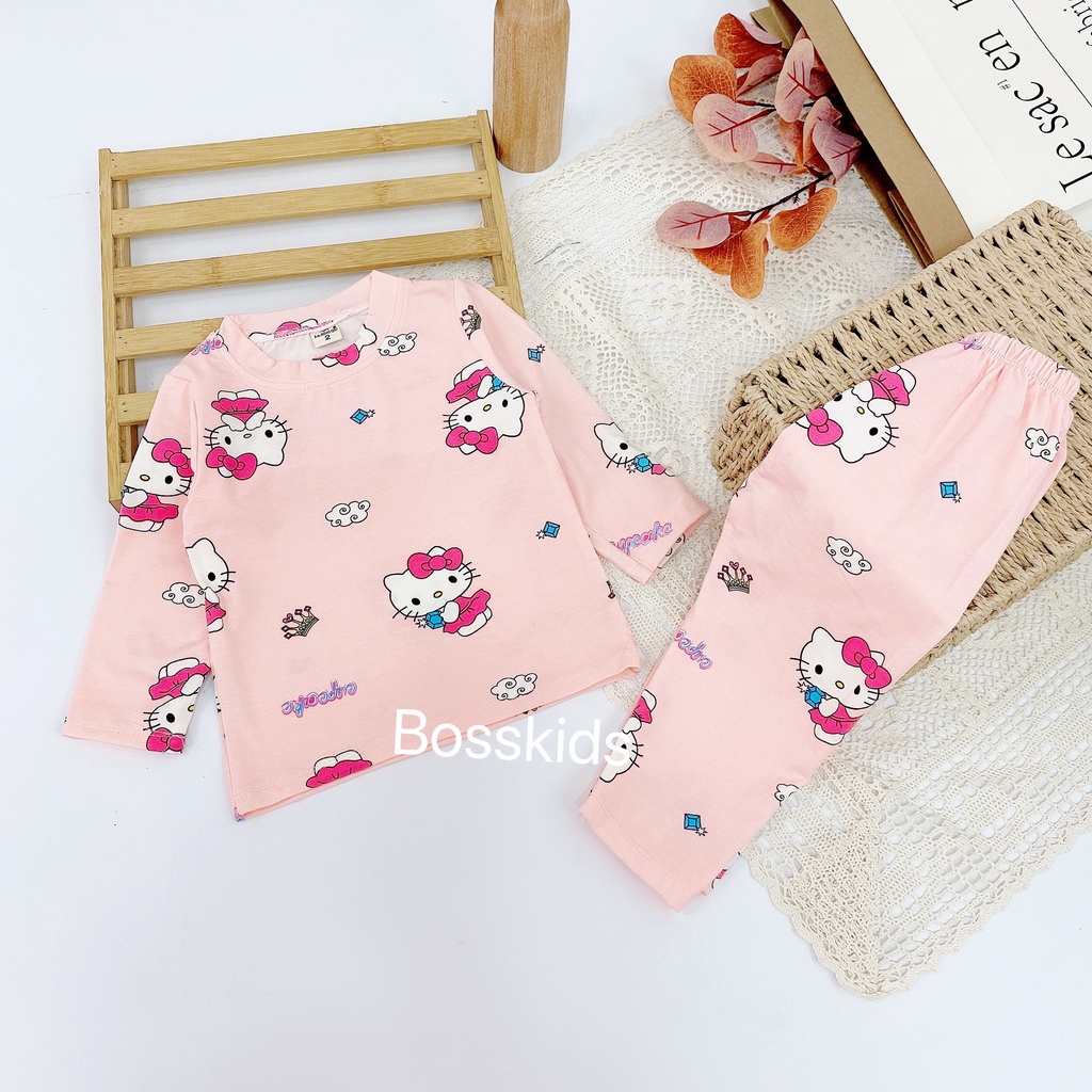 Bộ Dài Tay Hoạ Tiết Cao CấpThu Đông Cho Bé Gái, Bé Trai 7-18kg Chất Cotton 4 chiều mềm Đẹp