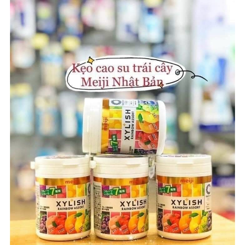 Kẹo cao su Xilytol vị trái cây Meiji ít đường 117g/hộp