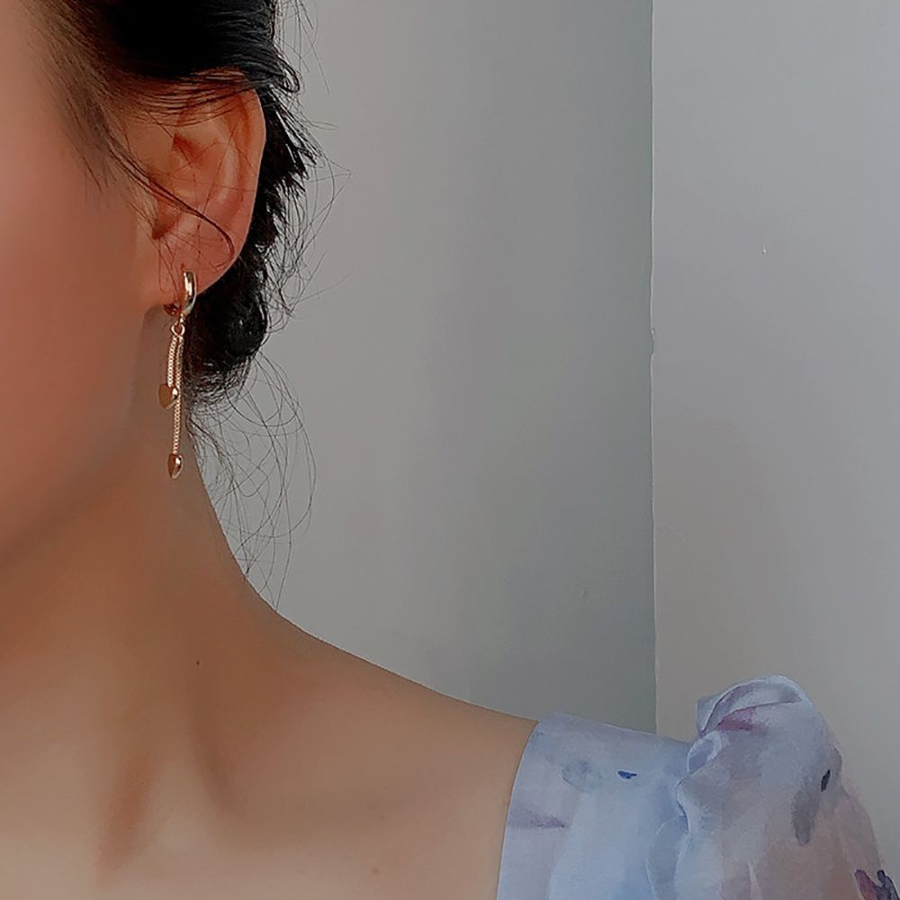 Khuyên Tai Tua Rua Hình Trái Tim Dễ Thương Phong Cách Hàn Quốc Dành Cho Nữ