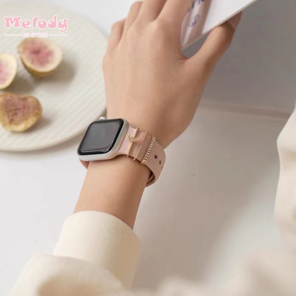 Dây Đeo Silicone Đính Kim Cương Giả Cho Đồng Hồ Thông Minh Apple watch iWatch/Galaxy watch 4/Classic/3