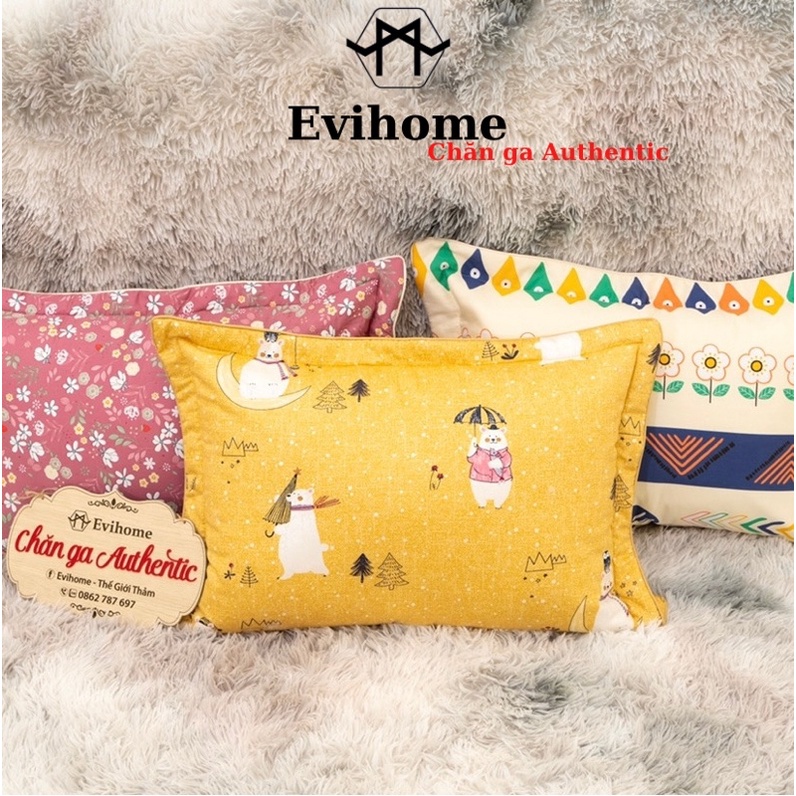 Combo 2 Chiếc Vỏ Gối Cotton Hàn Quốc, Bao Gối Cotton Hàn Quốc Size 45x65cm Siêu Mềm Mịn