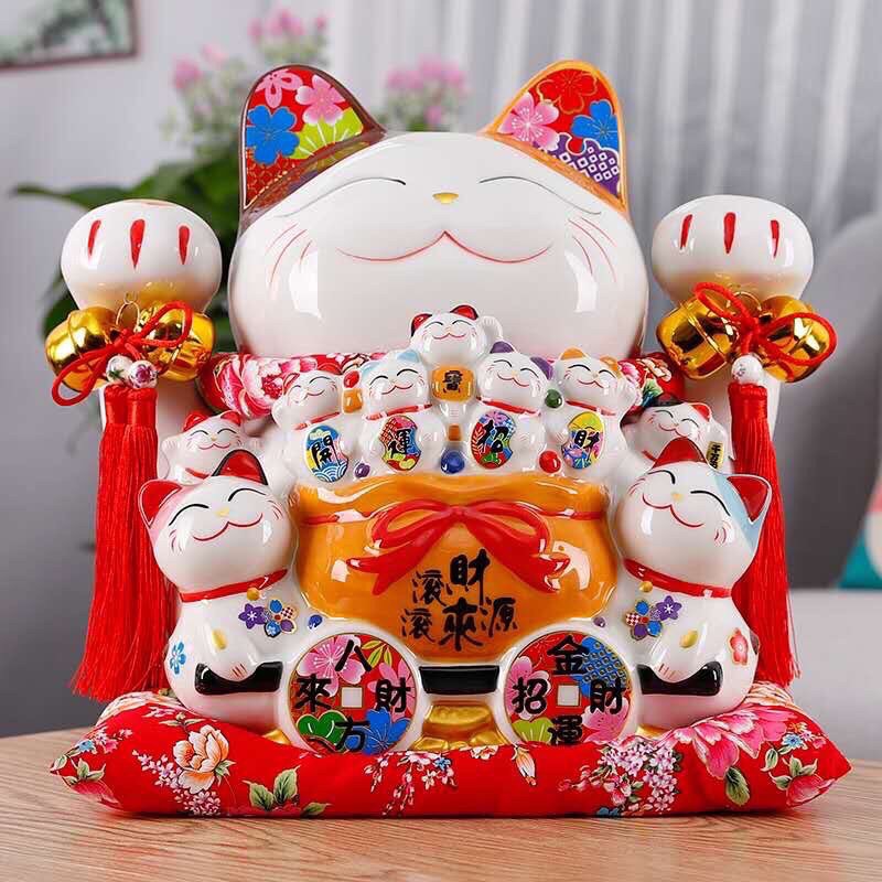 Mèo thần tài, mèo may mắn ống tiết kiệm 15inch -35cm