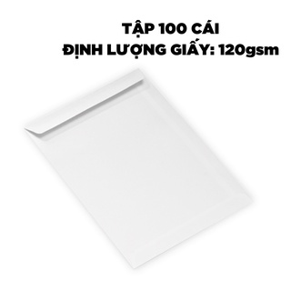Tập 100 tờ Phong bì trắng không keo A4  – Đựng tài liệu, hồ sơ, giấy tờ – Giấy trắng dày, dễ viết