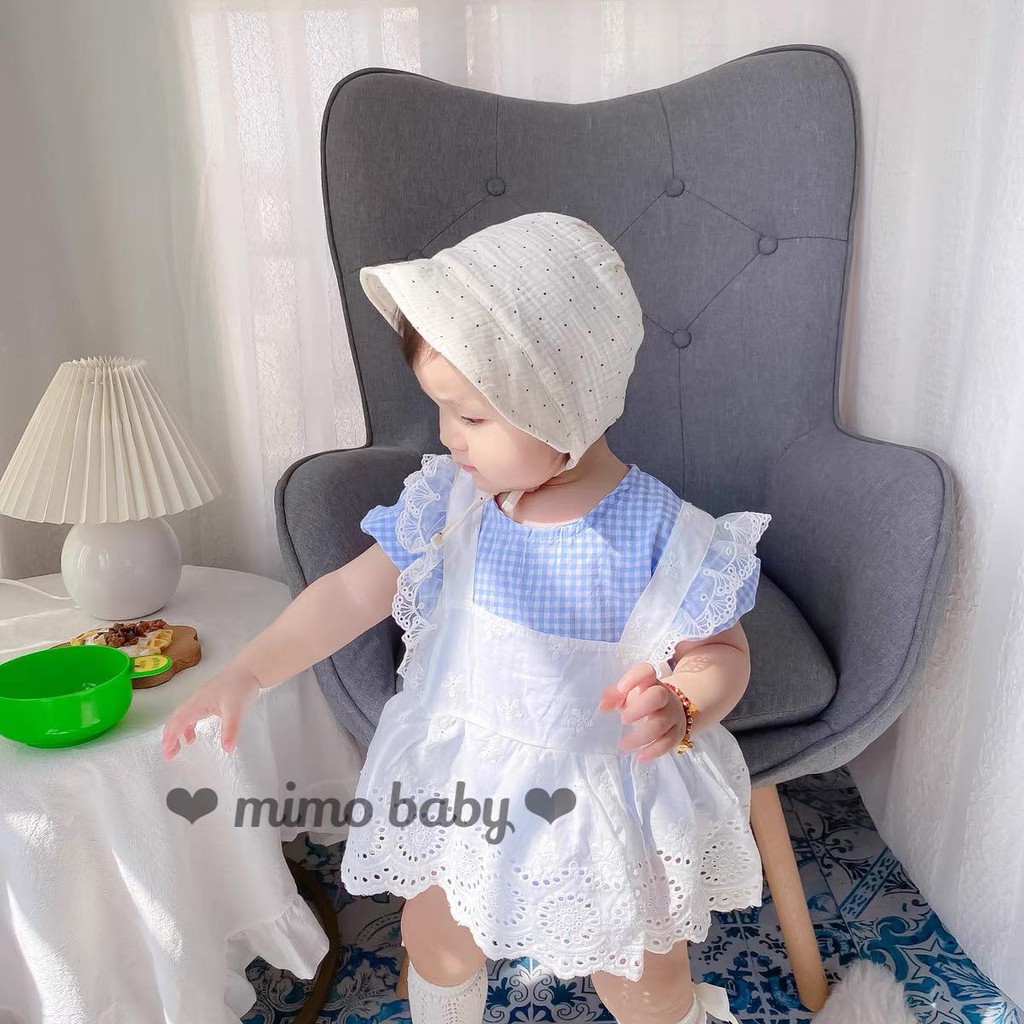 Mũ tiểu thư vải đũi vintage cho bé (0-12m) MTT163 Mimo Baby