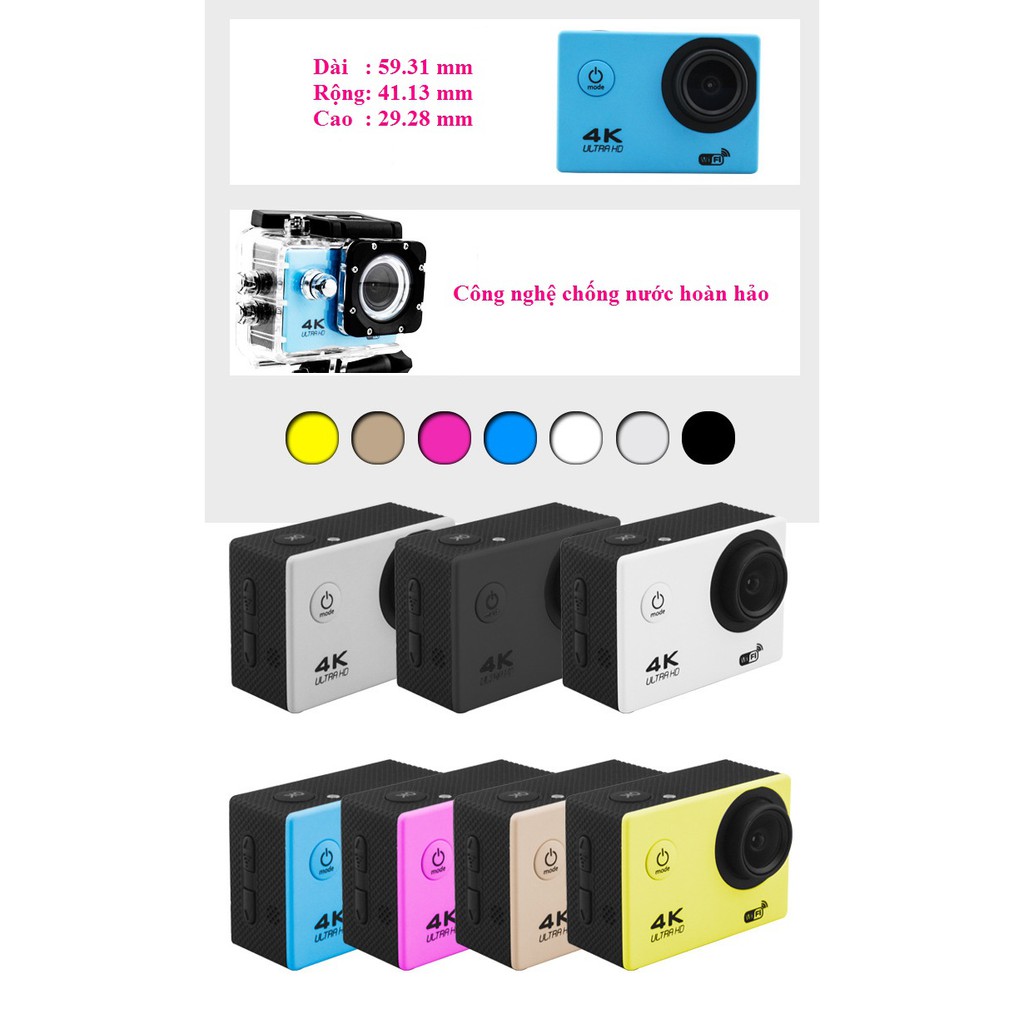 Camera Hành Trình Wifi 4K ULTRA HD Phượt chống nước Sport Cam 2018 PF17