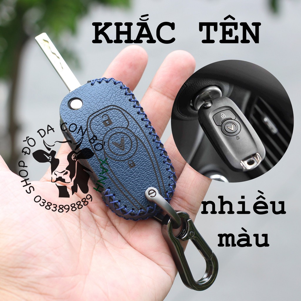 Bao da chìa khoá Vinfast Fadil handmade da thật 001