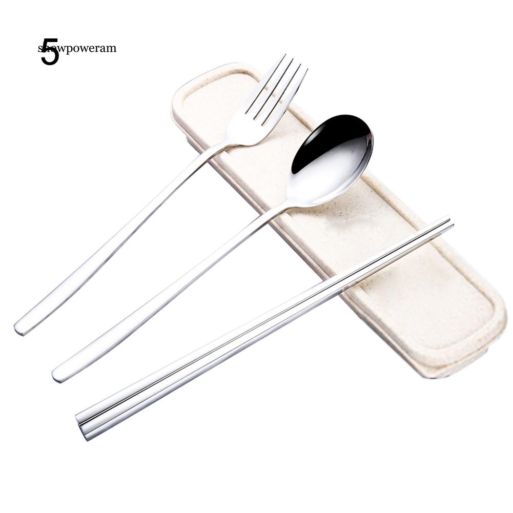 Set đũa muỗng và nĩa kèm hộp đựng inox tiện lợi du lịch dã ngoại