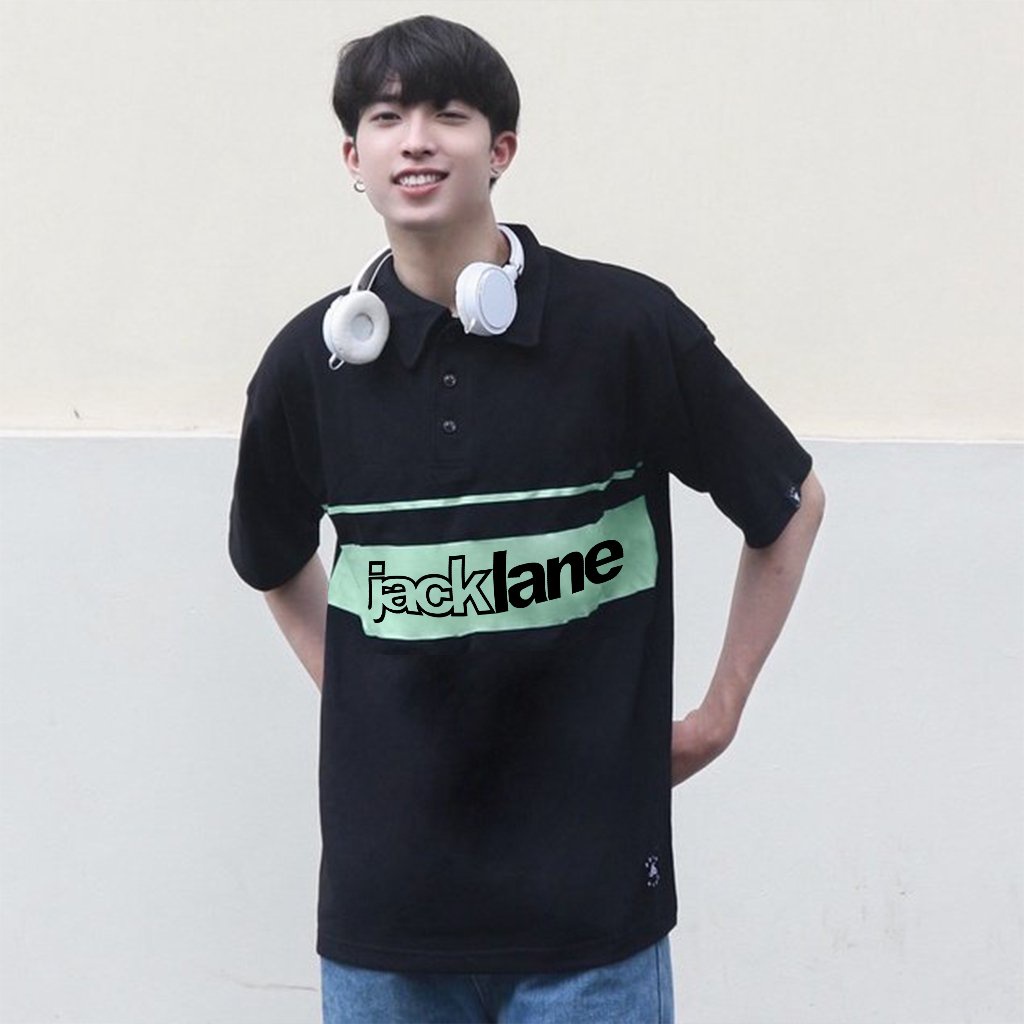 Áo Polo Oversize POOF, JACKLANE, Áo polo cộc tay Unisex Jack Lane