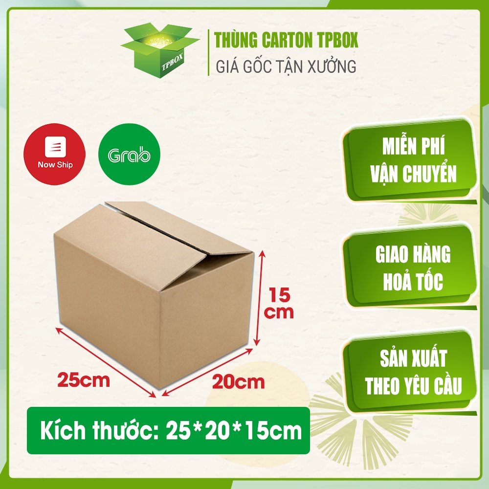Thùng giấy carton size 25x20x15 - bộ 10 hộp giấy carton đóng hàng