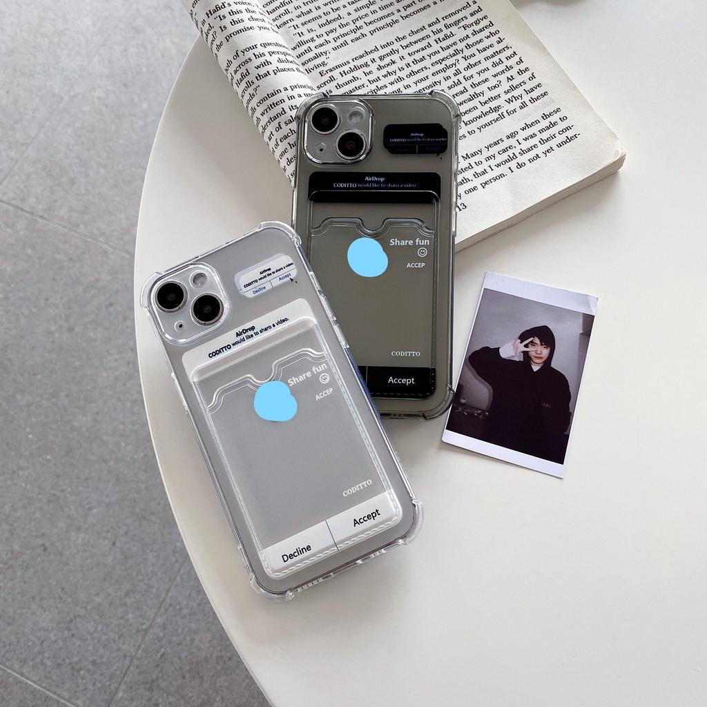 Ốp Điện Thoại Chống Sốc Có Ngăn Đựng Thẻ Cho iPhone 14 / 13 / 12 / 11 / X / 8 / 7P