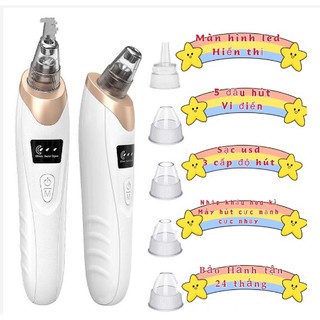 Máy Hút Mụn Đầu Đen Làm Sạch Da Mặt Sạc Pin [ 5 Đầu Hút}