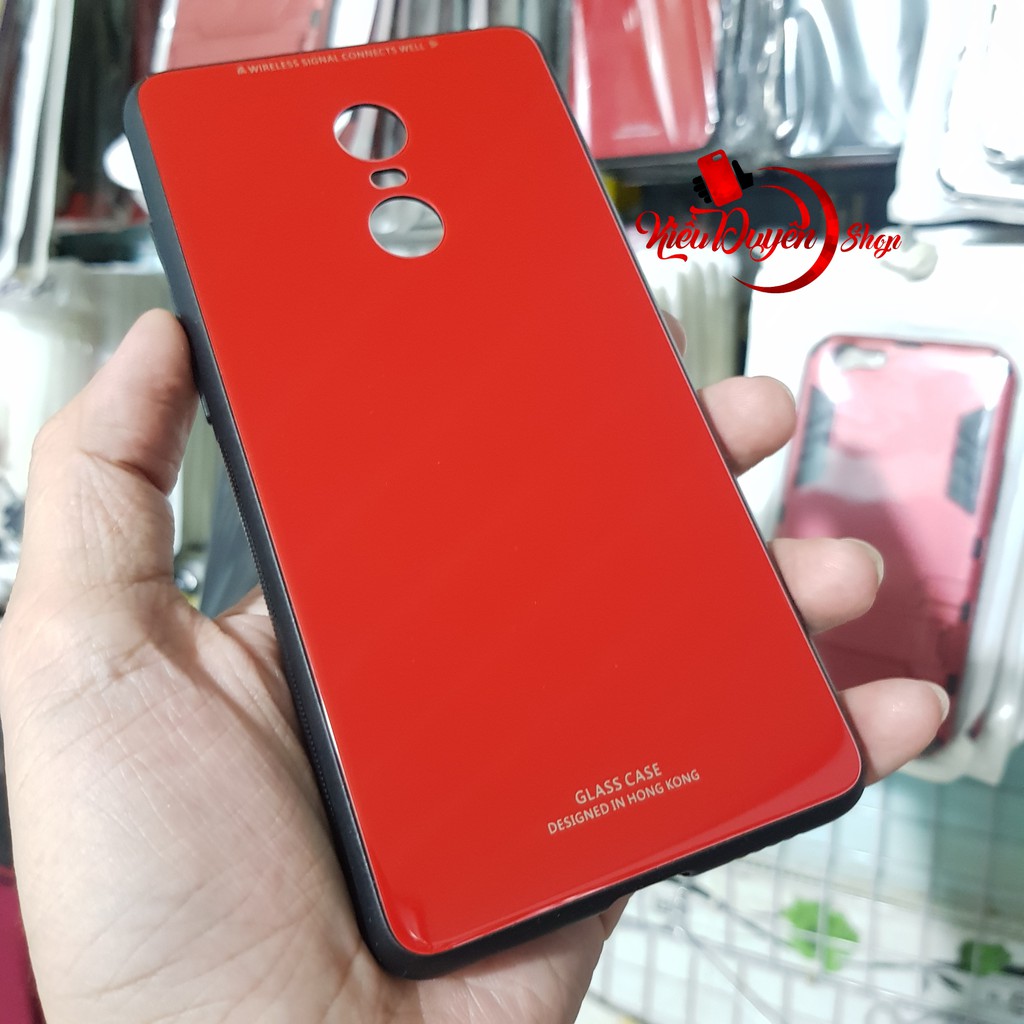 Ốp lưng kính Xiaomi Redmi Note 4 chính hãng và Redmi Note 4X (chip Snapdragon 625),viền nhựa dẻo