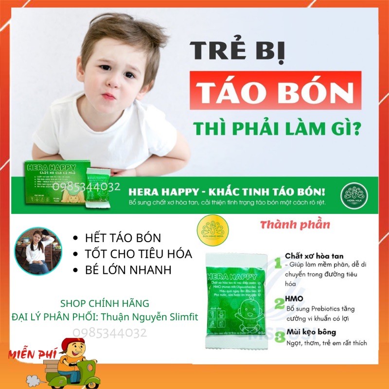 Chất Xơ Hera Happy Hỗ Trợ Tiêu Hoá⚡️FREESHIP⚡️Cho Đường Ruột Khoẻ Mạnh⚡️Hết Táo Bón Sau 2 Ngày⚡️Chất Xơ Cho Cả Nhà