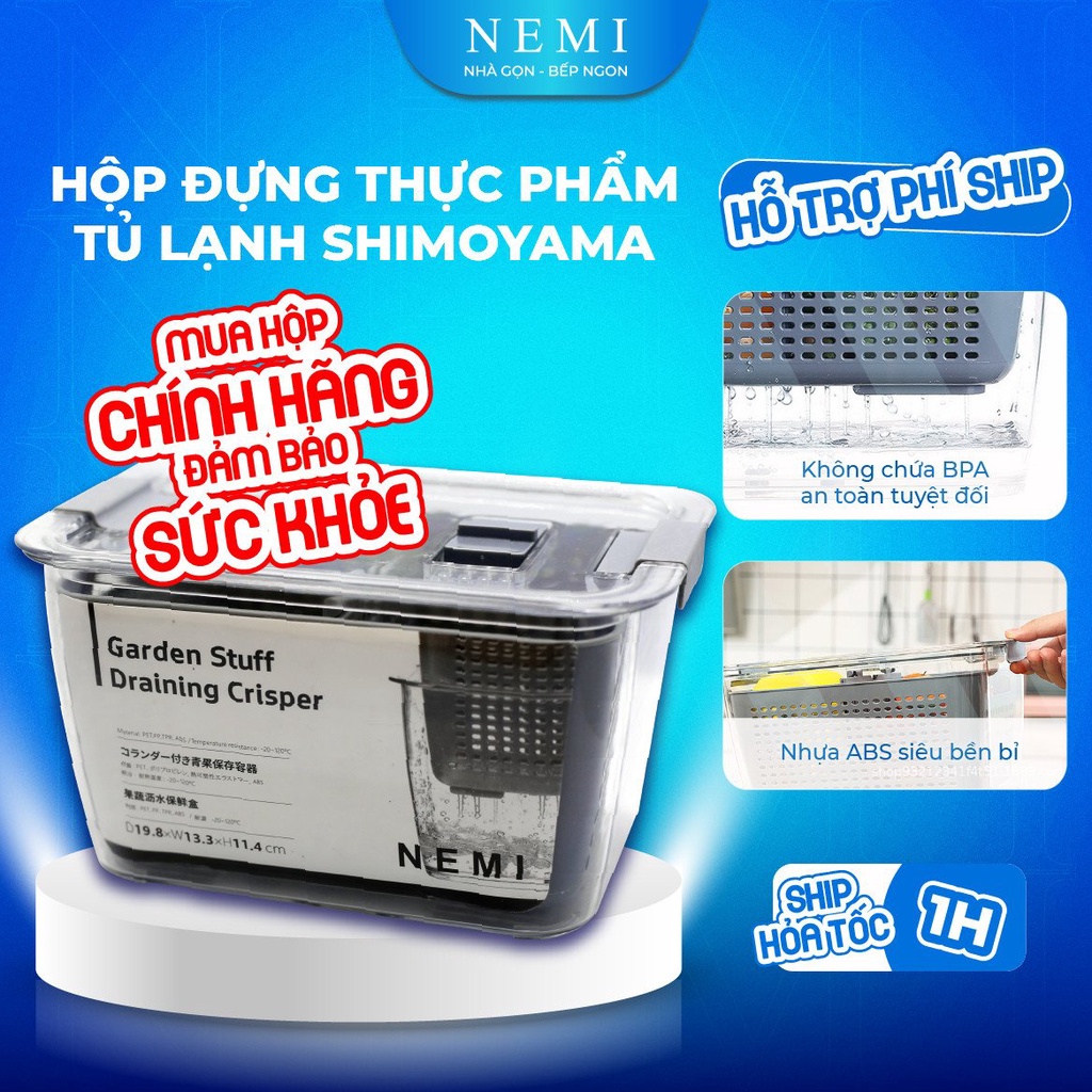 Hộp Nhựa Đựng Thực Phẩm Tủ Lạnh SHIMOYAMA Trong Suốt Với Nắp Có 2 Lỗ Thoáng Khí 2 Lớp Đựng Thực Phẩm Dễ Dàng (Loại 2 lỗ)