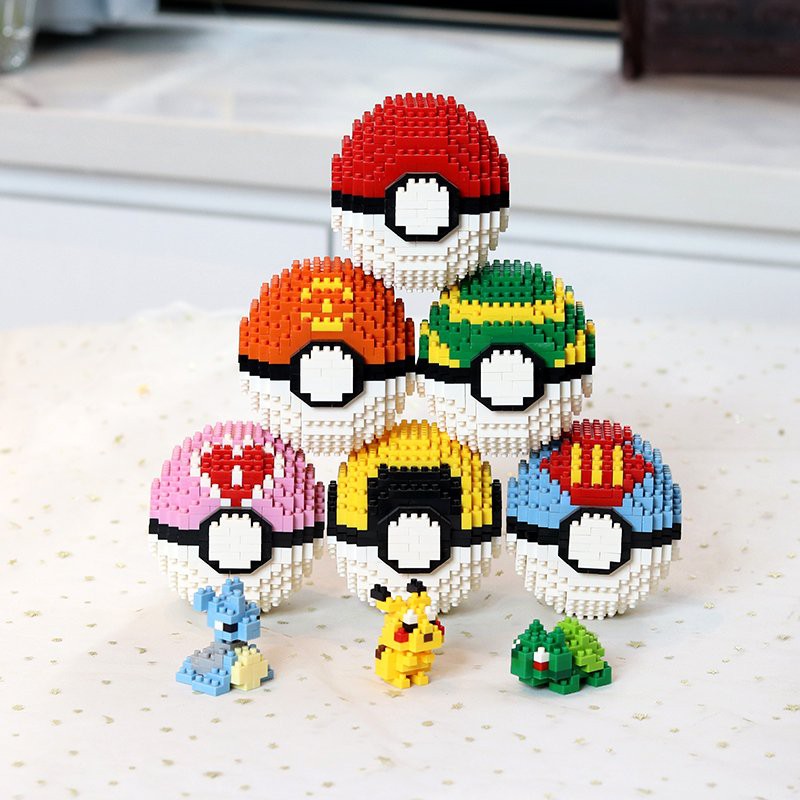 [Có Sẵn] Đồ Chơi Mô Hình Lắp Ghép, Mini Block - Bóng Pokeball+Pokemon - Size Vừa 350-500 pcs [Fullbox]