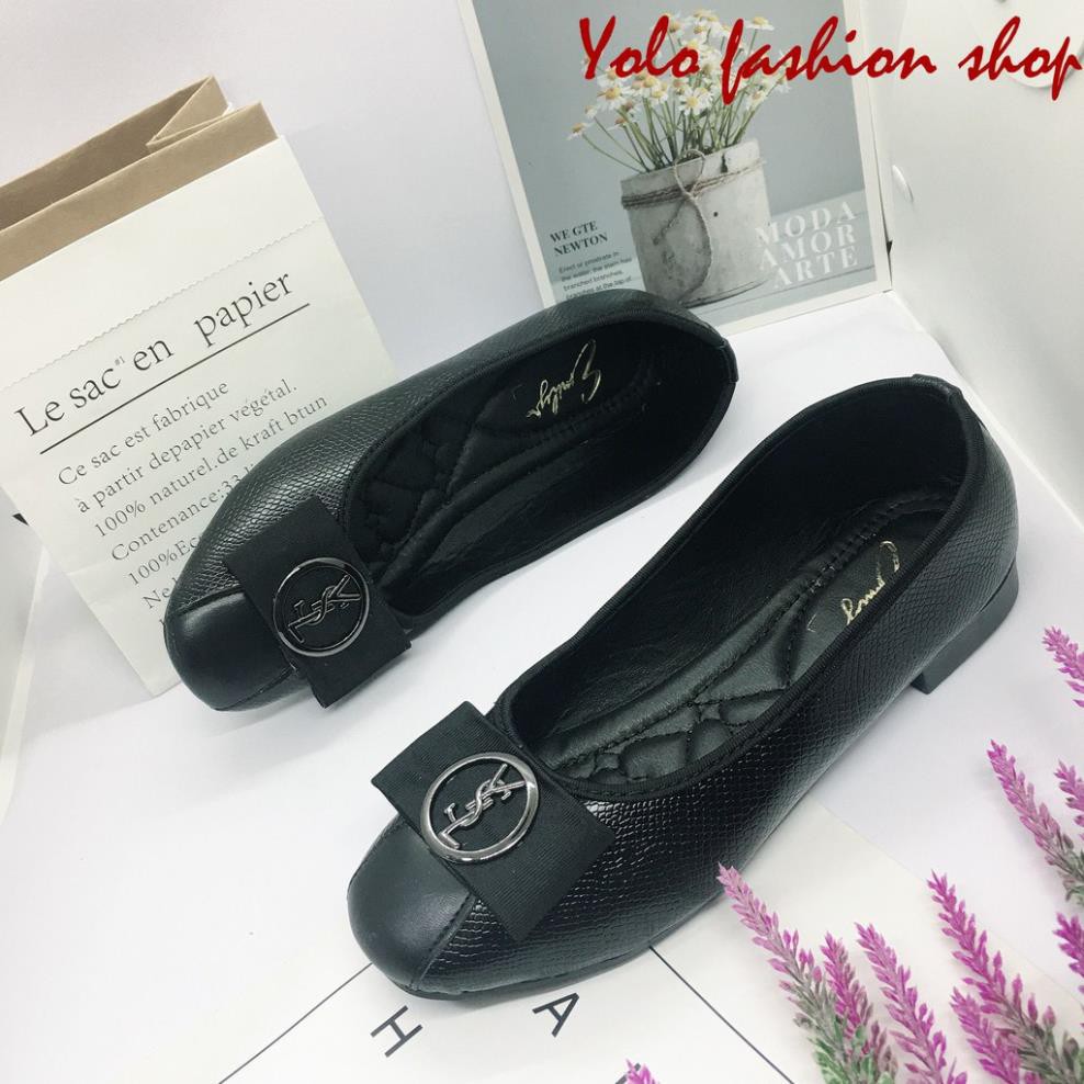 Giày bệt búp bê nữ đính nơ xinh xắn da mềm êm chân - B17 | BigBuy360 - bigbuy360.vn