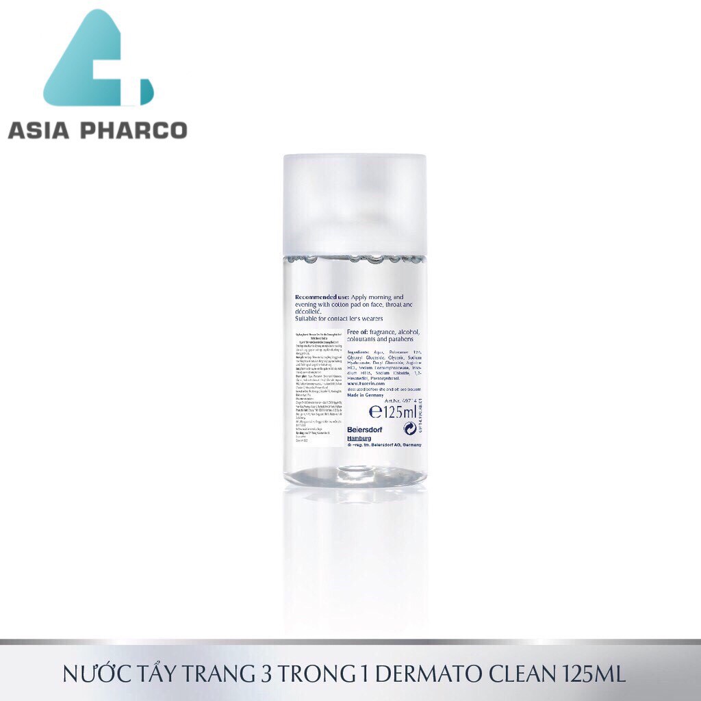 Nước tẩy trang dịu nhẹ cho da nhạy cảm Eucerin Dermato Clean Micellar Cleansing Fluid 3 in 1 125ml