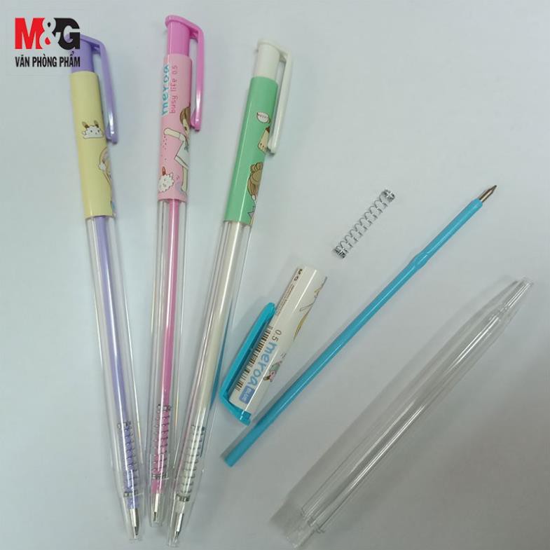 Hộp bút bi M&G ABP40933 hình cô gái 0.5mm màu xanh-40 cây