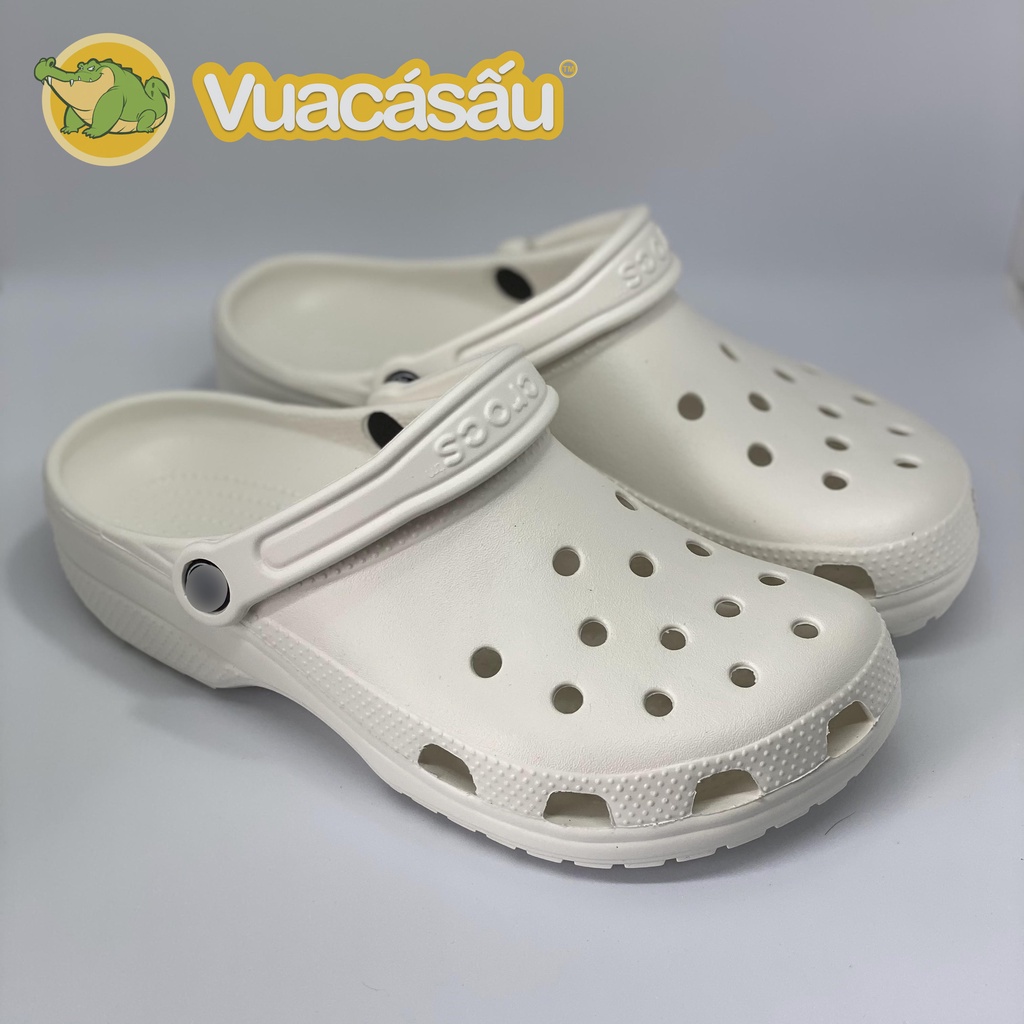 Dép CROCS CLASSIC CLOG Nam Nữ màu Trắng, Siêu Mềm Nhẹ và Êm Ái, chống trơn trượt, đi mưa - Vua Cá Sấu