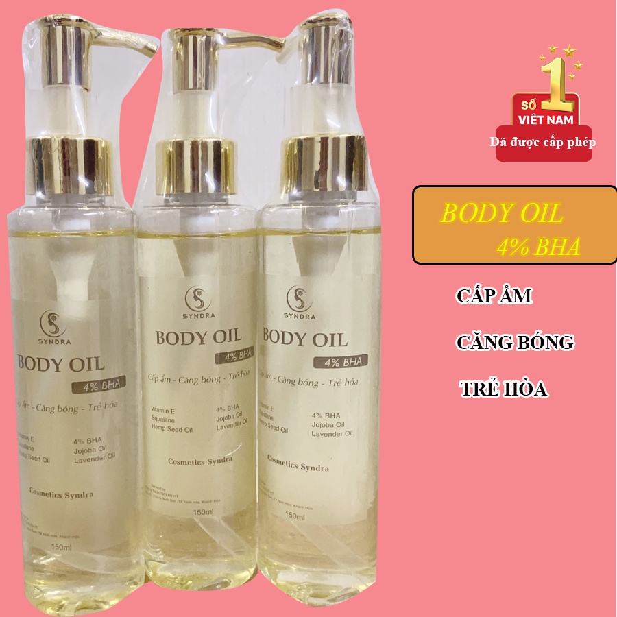 Dầu dưỡng trắng da cấp ẩm body oil 4% bha Giúp da trắng sáng, bóng mướt.