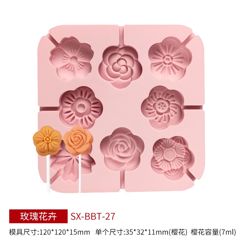 Khuôn Silicone Làm Kẹo Mút / Sô Cô La Hình Hoa Hồng / Bươm Bướm Xinh Xắn