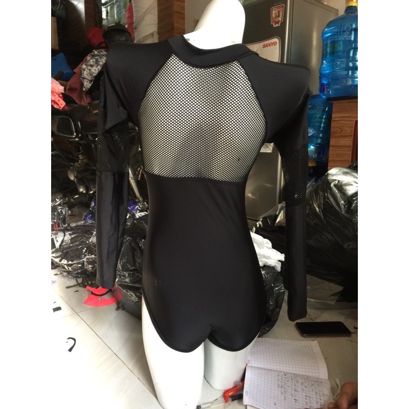 Bodysuit dài tay phối lưới xịn xò (hình thật)