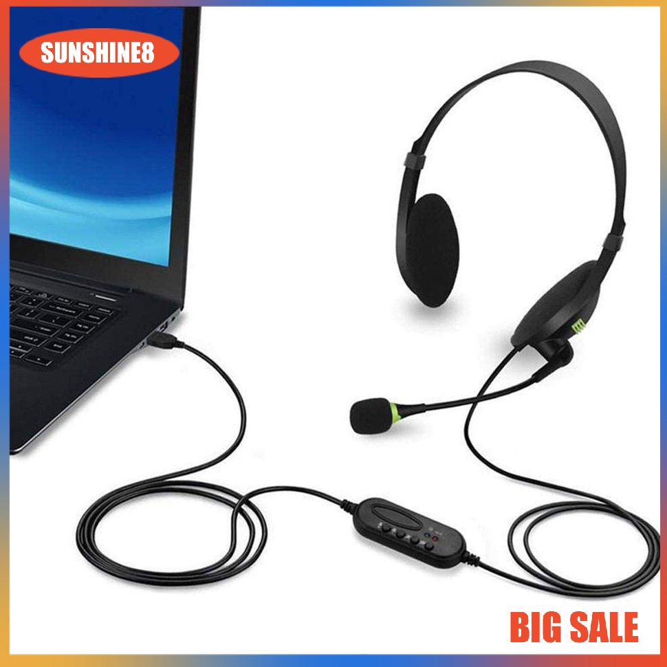【SUN】Computer Usb Headset Call Center Headset Noise Cancelling Wired Headset