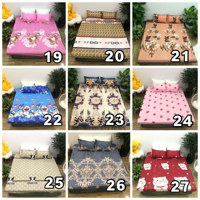 Bộ ga chun chăn chần hè kèm 2 vỏ gối nằm và 1 vỏ gối ôm cotton poly | BigBuy360 - bigbuy360.vn