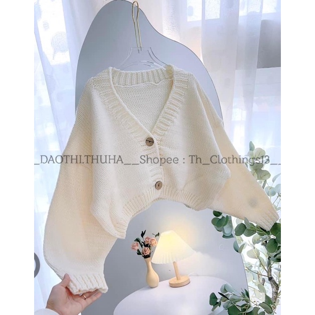 Áo Len Croptop Trắng Trơn , Áo Len Dệt Dày Dặn Thu Đông