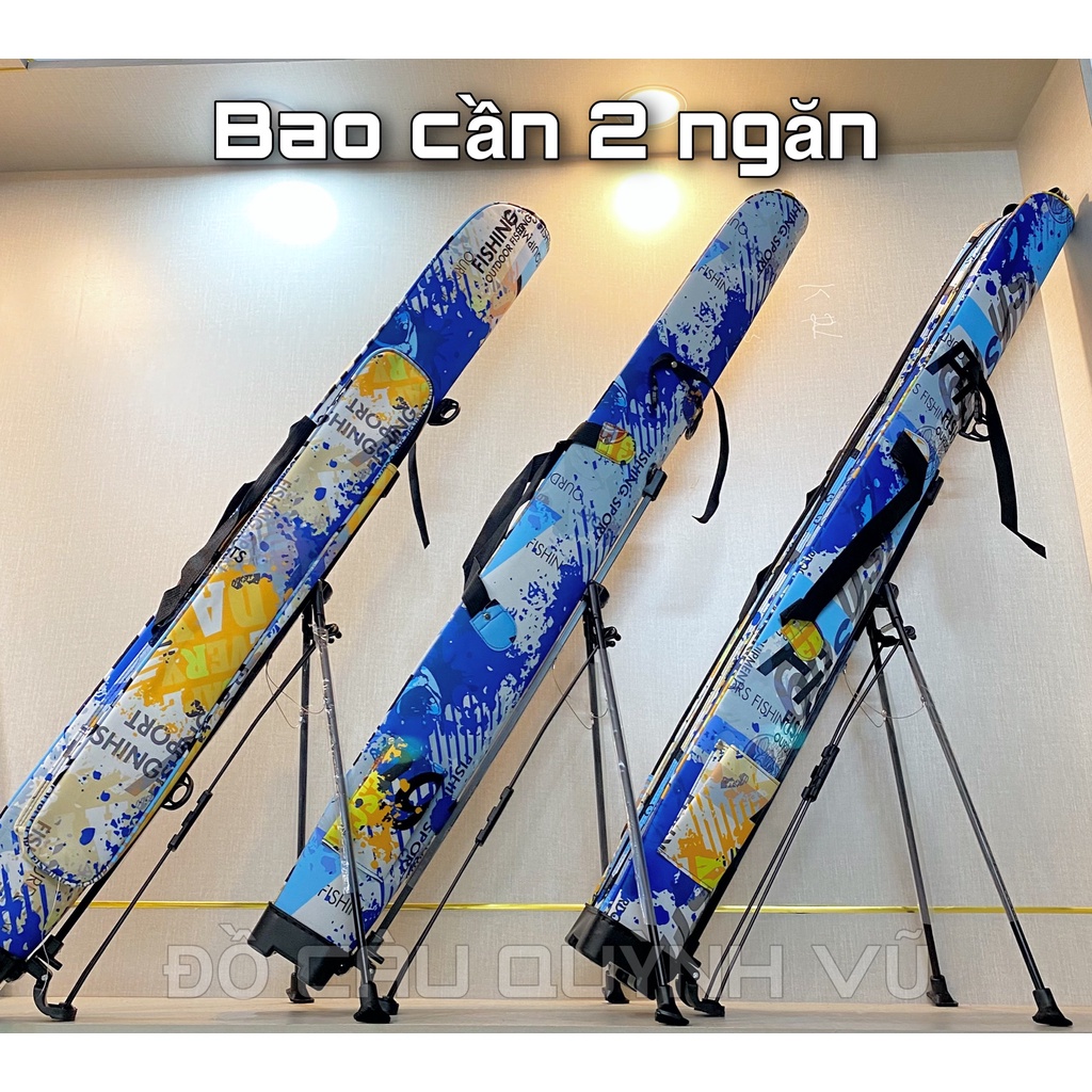 Bao đựng cần câu cá có chân chống 125cm, đựng phụ kiện đồ câu đơn, câu đài
